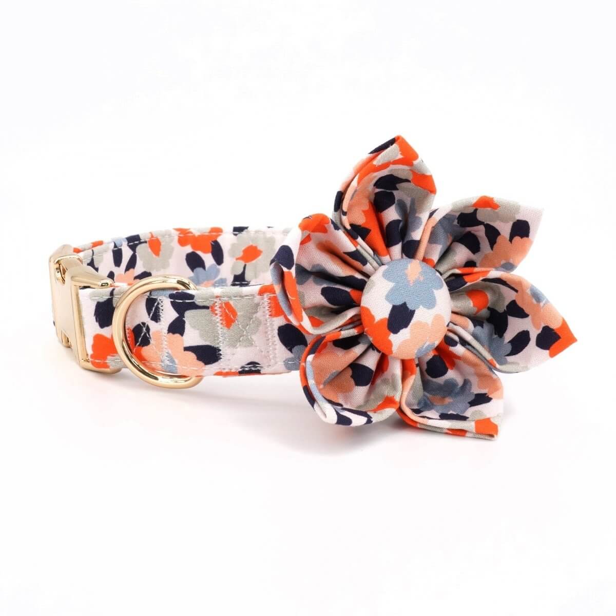 Cute Super Safe Hardware Buckle Collar with Detachable Flower Bows. Adorable Floral Bowties Sniff Bark