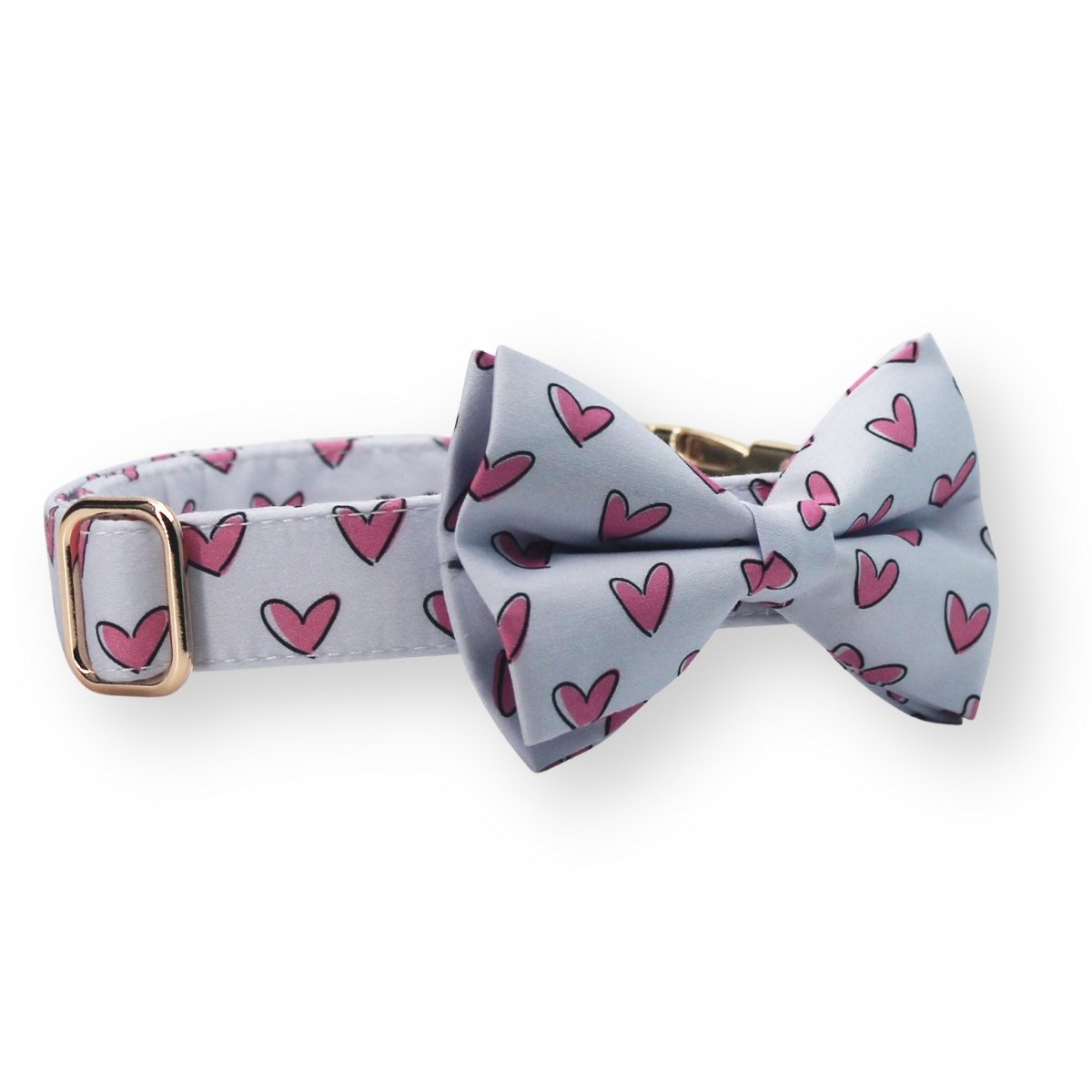 WHITE HEART Dog Collar With Cute Heart Patterns Adjustable 
