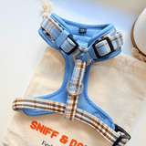 Blue Teddy Plaid AllSet™ Harness – Adjustable Bliss (D Ring)