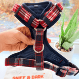 Crimson Navy Plaid AllSet™ Harness – Adjustable Bliss (D Ring)