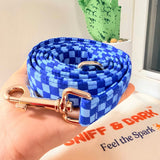 Checker Blue Joyline™ Leash – 100 % Cotton Shell