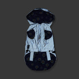 Reversible cute dog coat. Cool Rain Vest with hood. 360° reflective material that ensures high visibility