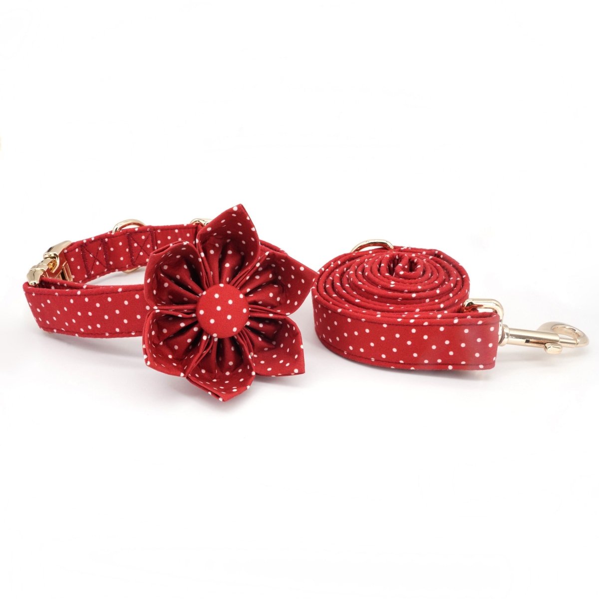 Red Polka Dot Flower Unbreakable Collar™ & Leash Set