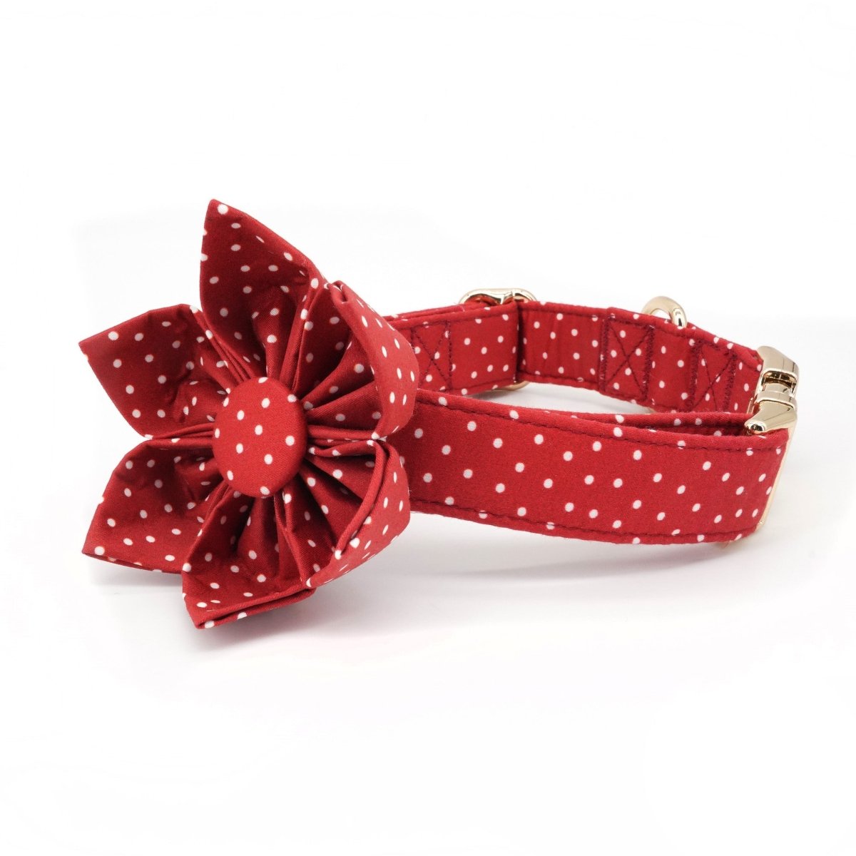 Red Polka Dot Flower Unbreakable Collar™ & Leash Set