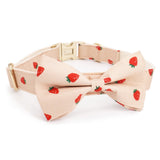 Custom dog collar with bow for dogs - Strawberry pattern collar with bow - best collars canada