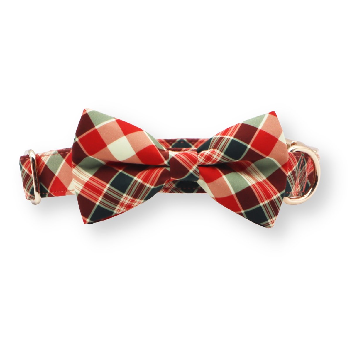 Furry Berry Plaid Bow Tie Dog Collar And Leash