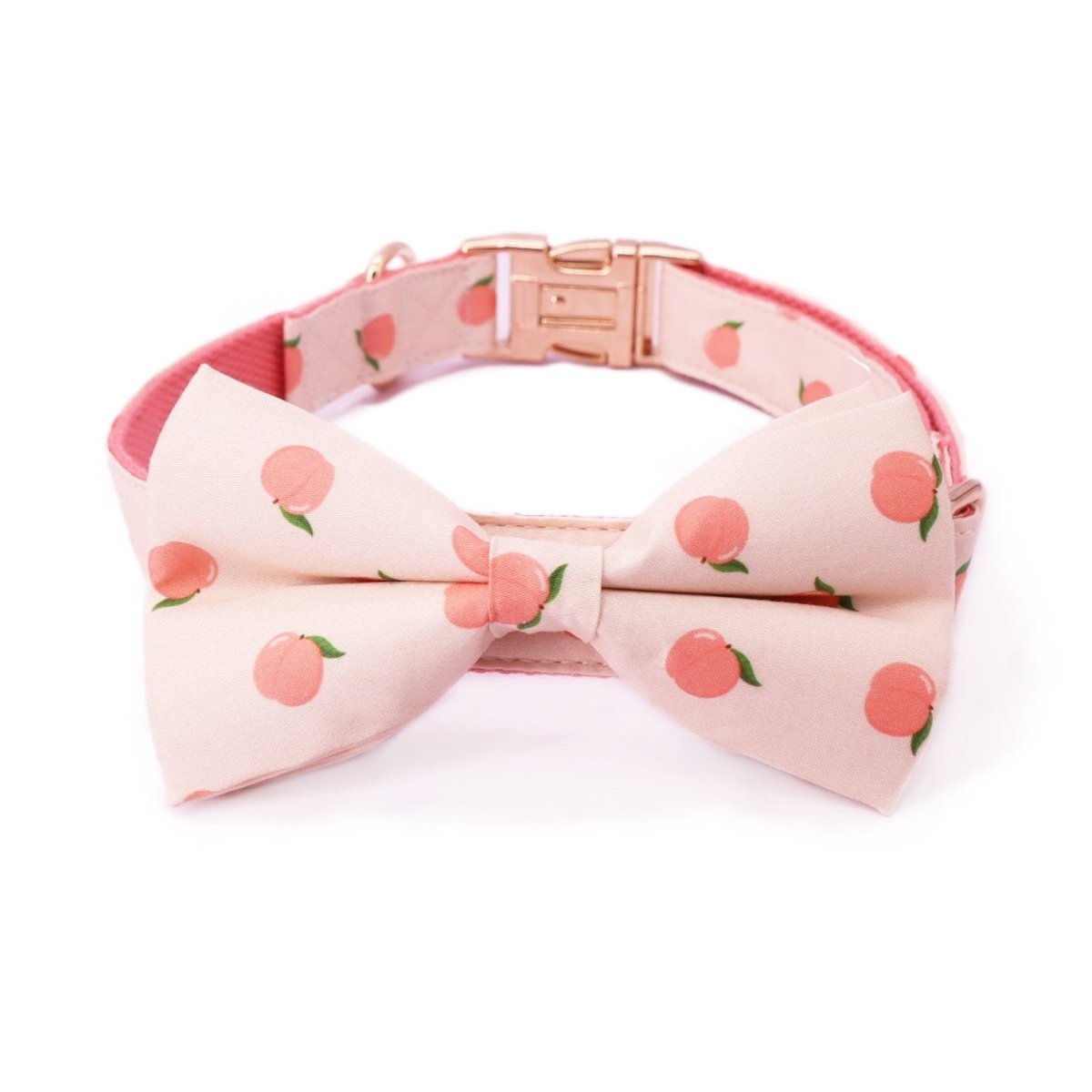 Designer dog collars with bow for boys and girls - Peach pattern collar with bow for dogs 