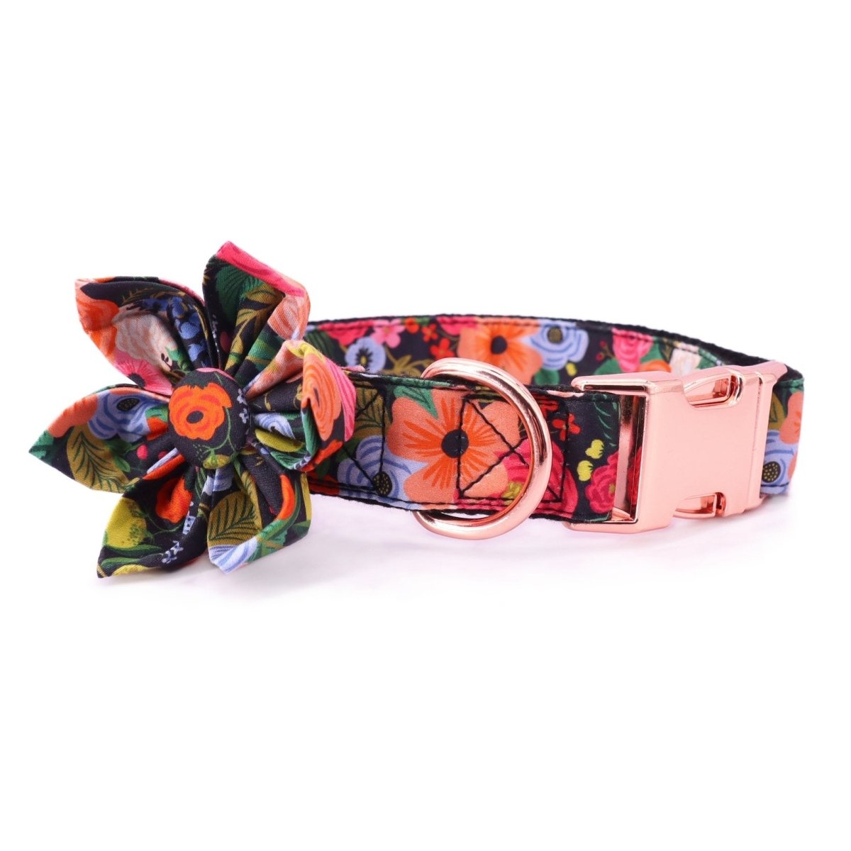 dog flower collar with name - small dog collar girl - dog collar with flowers for wedding