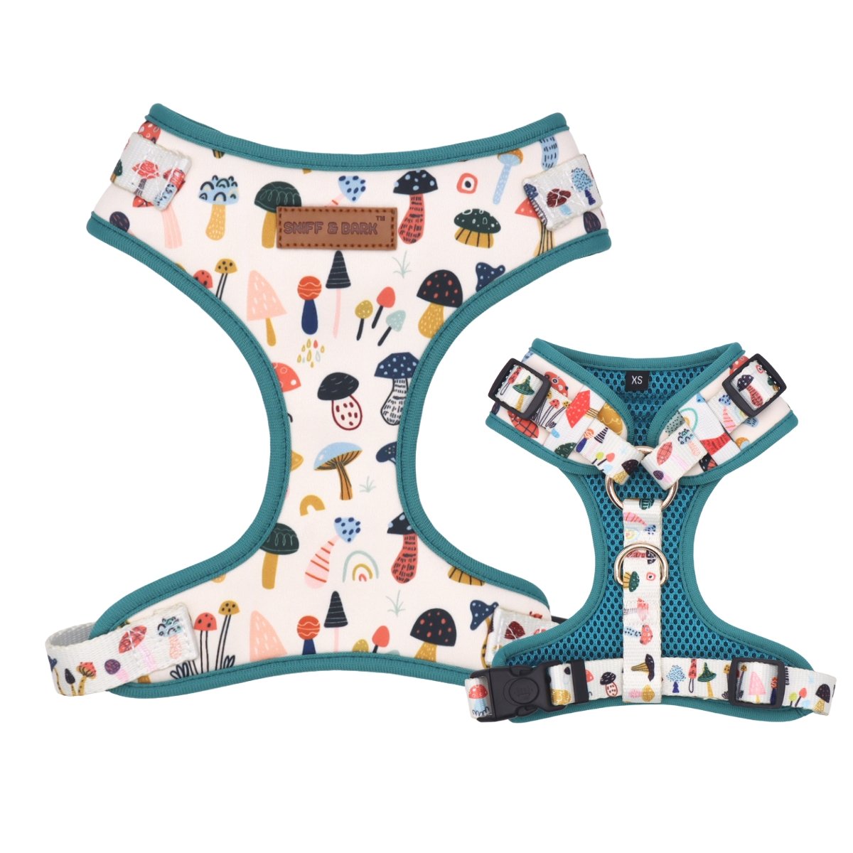 cute dog harness for boy and girls - best dog harness canada - Mushroom pattern harness