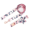 small dog collar with flower - dog flower collar with name - leash and collar set - dog flower collar with name