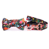 Midnight Floral Bowtie Collar & Leash Set - sets - Sniff & Bark