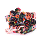 Midnight Floral Flower Collar & Leash Set - sets - Sniff & Bark