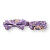 Purple Daisy Bowtie Collar & Leash Set - sets - Sniff & Bark